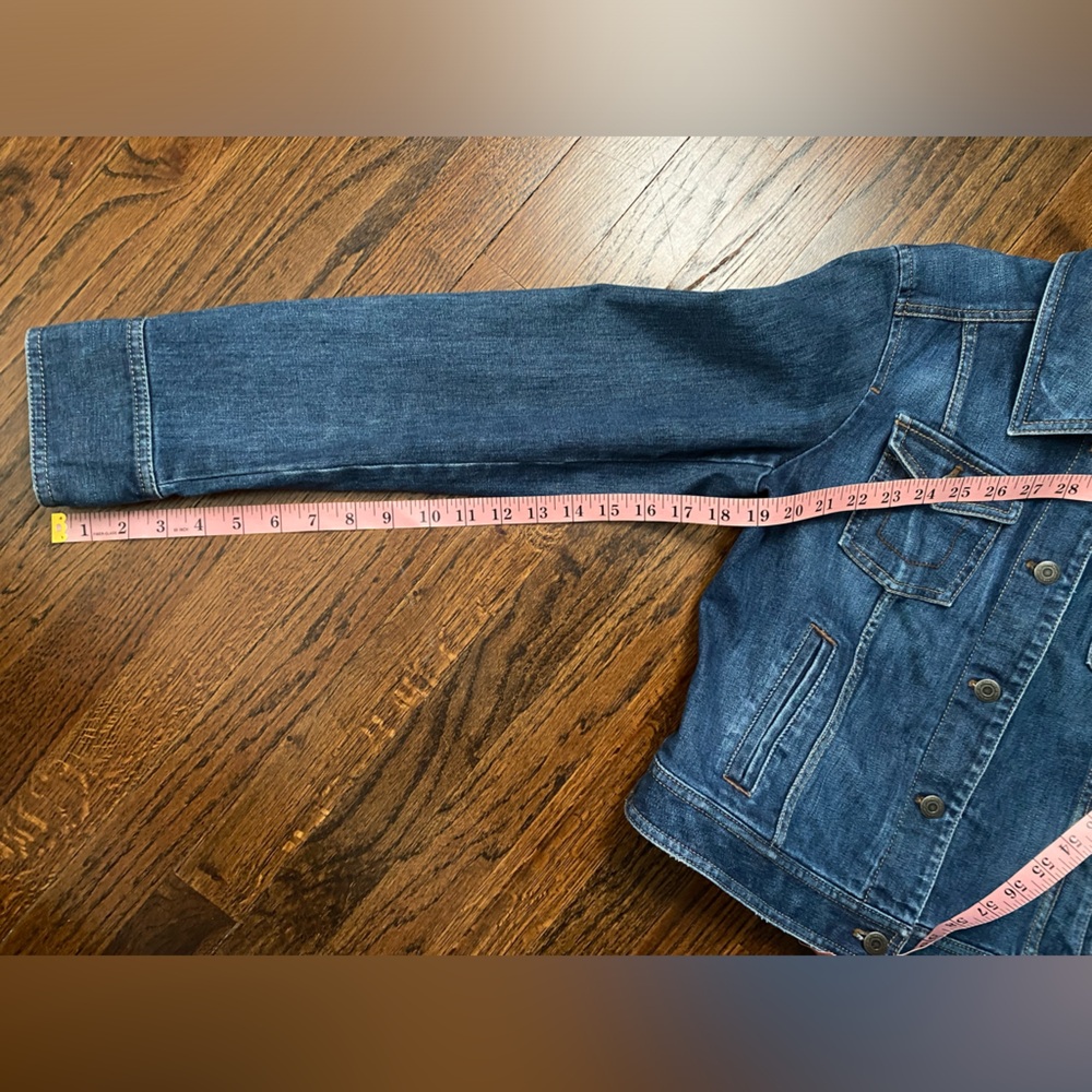 Loft- Denim Jacket Button Down Medium Dark Wash S… - image 6